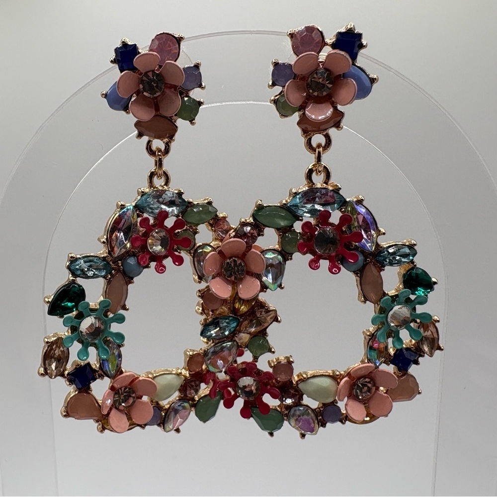 Gold and Pink Statement Earrings